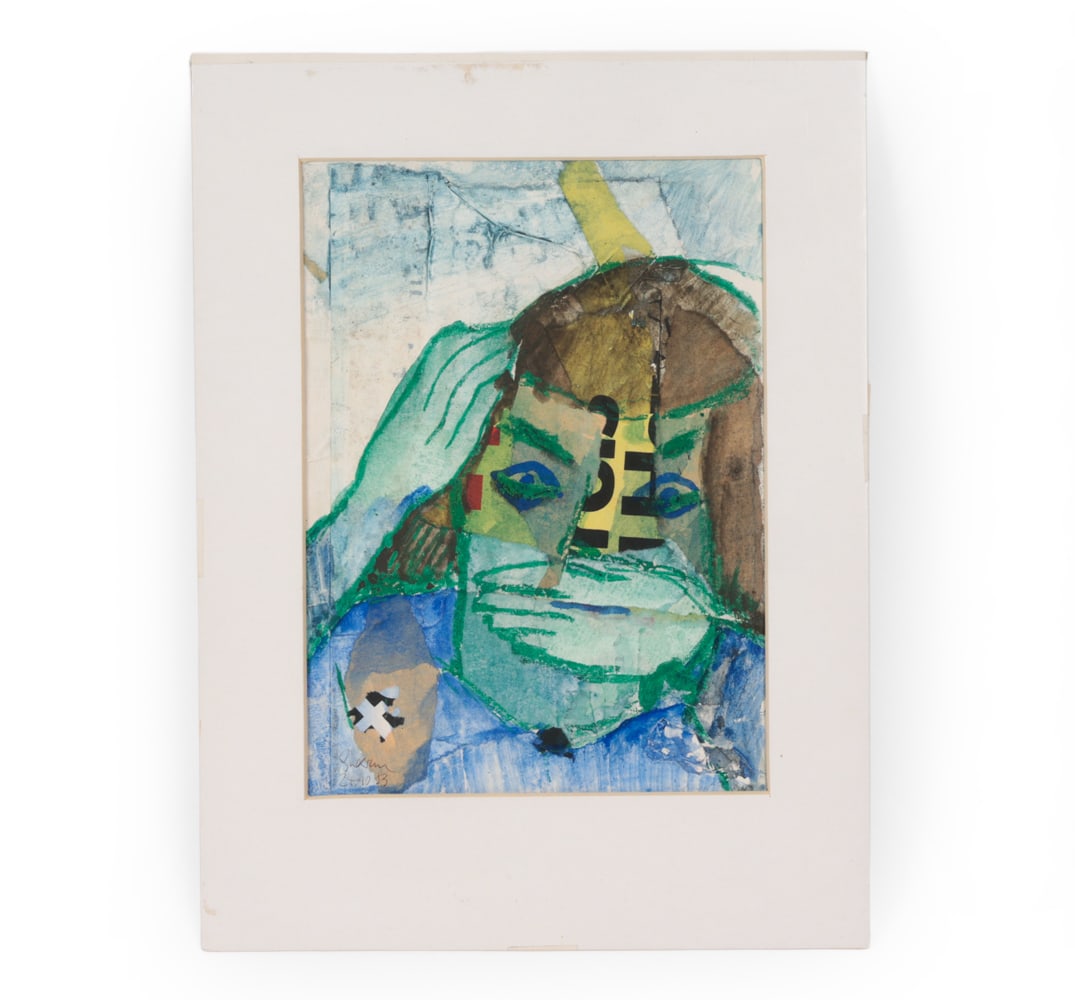 ABSTRACT WATERCOLOR & MIXED MEDIA: Signed, dated, lower margin. Unframed Dimensions: H 15.75" x W 11.75" Condition: Wear consistent with age. Light buckling.