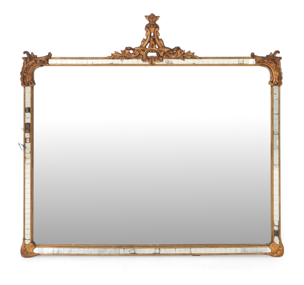 LOUIS XVI STYLE GILT OVERMANTEL MIRROR (1 of 1)