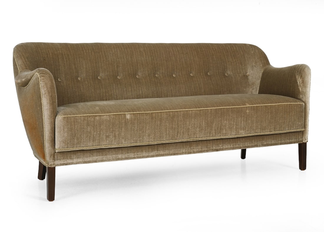 STYLE OF CARL MALMSTEN SWEDISH VELOUR SOFA 1960S (1 of 1)