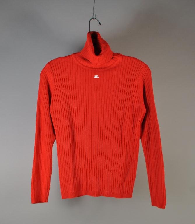 HOUSE OF COURREGES RED RIB KNIT TURTLENECK: European size: S Condition: Very Good Provenance: From the seedhouse, NYC