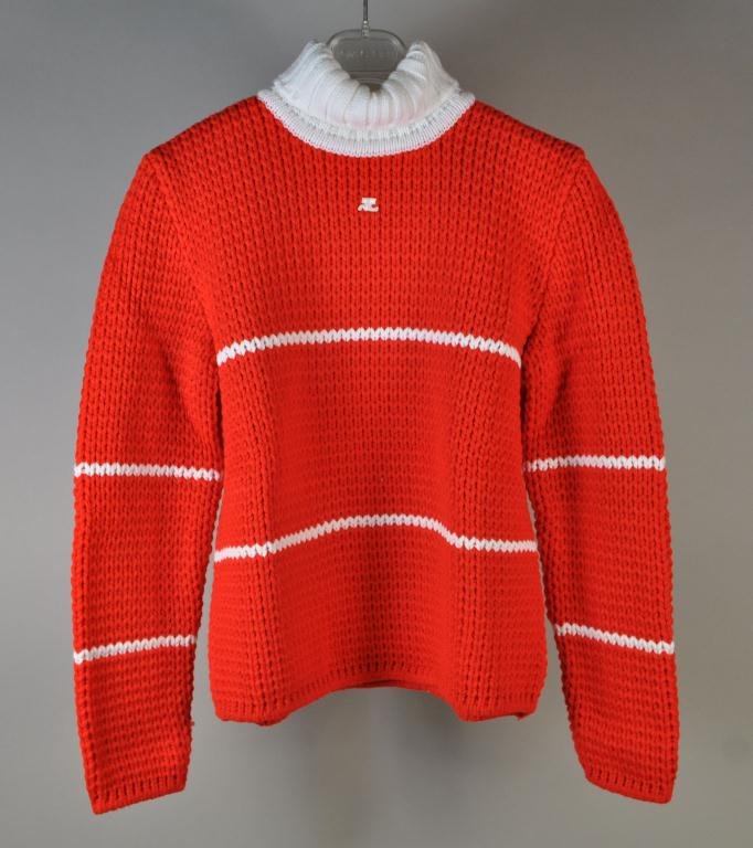 HOUSE OF COURREGES RED/WHITE SWEATER: Turtleneck European size: S Condition: Very Good Provenance: From the seedhouse, NYC