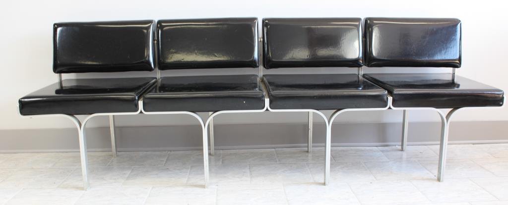 C. 1969 JONH BEHRINGER LINK SOFA FOR FABRY: Fabry Associates, 1969 Dimension: H 22" X L 80" X W 30" Condition: Great, some oxidation to aluminum