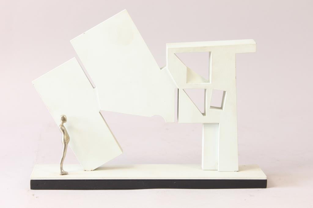 ERNEST TROVA (AMERICAN 1927 -2001): Untitled, 1987 patenated bronze and silver plate H 11 1/2" X W 3 1/4" X L 11 1/2" Condition: good, minor surface nicks