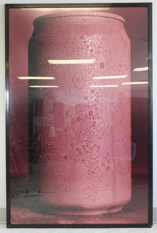 CLARENCE THOMAS SODA CAN HAIR PHOTOGRAPH ART: Dimensions H 77" X L 50" Condition, some scuffing to plexiglass Provenance: From the collection of Marty Edelston, founder Bottom Line Publications Inc., Stamford CT.