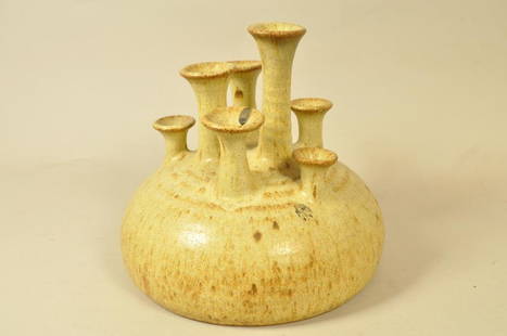 JEAN PAUL STOWE POTTERY VESSEL: or Vase Dimension: 8" X 8.5" Condition: Excellent Provenance: From the estate of Paul Heifetz, son of Yasha Heifetz