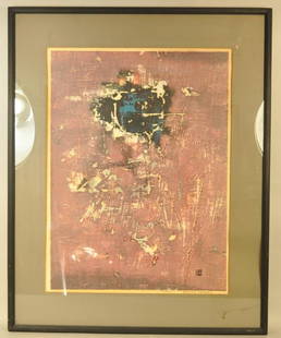 JOICHI HOSHI ( JAPANESE, 1913 -1979 ) PRINT: Color lithograph, titled lower left & dated, signed lower right Dimension: sight: H 23" x W17" Condition: has matt stains Provenance: From the estate of Paul Heifetz, son of Yasha Heifetz