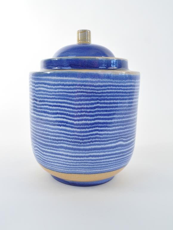 WERNER BURRI ( SWEDISH 1898 -1972) BAUHAUS JAR: BAUHAUS COVERED JAR A signature example of the work of the Bauhaus ceramist for the German firm of Velten-Vordamm, circa 1928-1931, featuring a classically Bauhaus multi-tiered covered jar, composed o