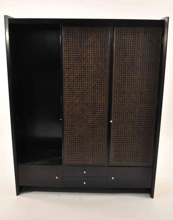 PAUL MCCOBB TALL CABINET: Dimensions: L 38" x W 12" x H 47" Condition: without glass shelving, nicking to edges
