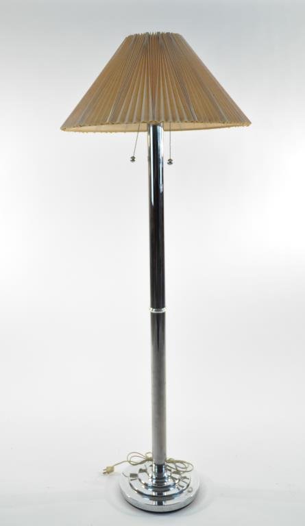 CHROME FLOOR LAMP POSSIBLY KOVACS: Dimensions: Diameter 10" x H 52" Condition: untested, good