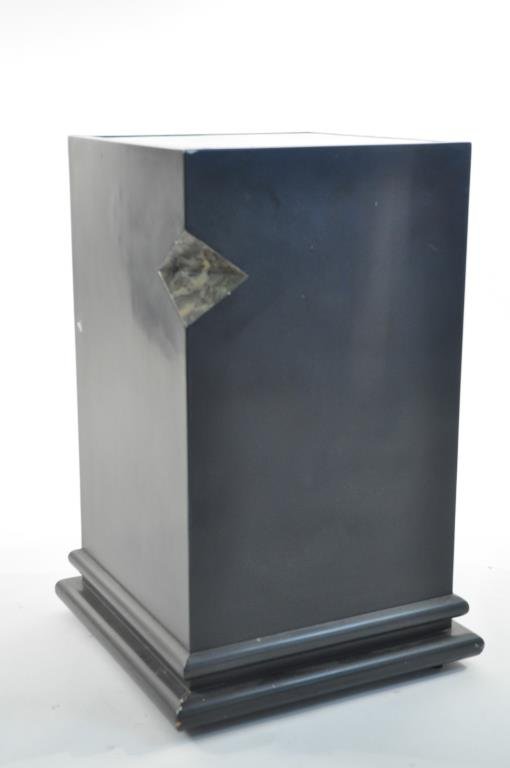 MEMPHIS STYLE PEDESTAL: Dimensions: H 24" x W 13 1/2" x D 13 1/2" Condition: some nicks and scratches, overall good