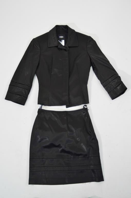 VERSACE JEANS COUTURE BLACK 2 PIECE SKIRT SUIT: Size: 28/42 Condition: Good, used.
