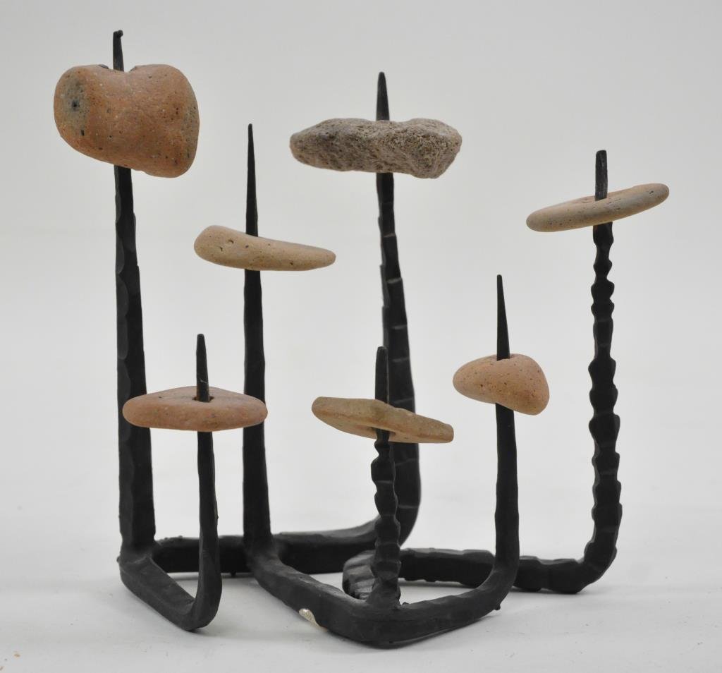 DAVID PALOMBO MENORAH: Dimensions: 7" H X 6.25" L X 4" D Condition: Very good condition
