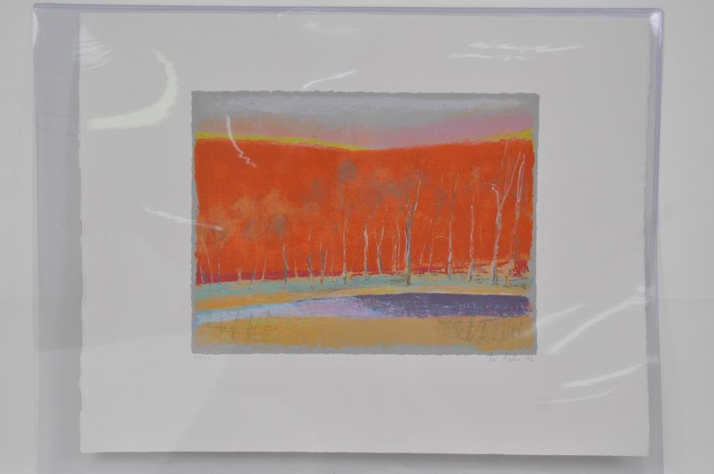 WOLF KAHN (GERMAN /AMERICAN 1927-): SONESTA, 1992 Color silkscreen, edition: lower left 307/500, signed and dated ''92 lower right. Dimensions: PS: H 20" x W 25 7/8", IS: H 11" x W 15 5/8" Condition: good