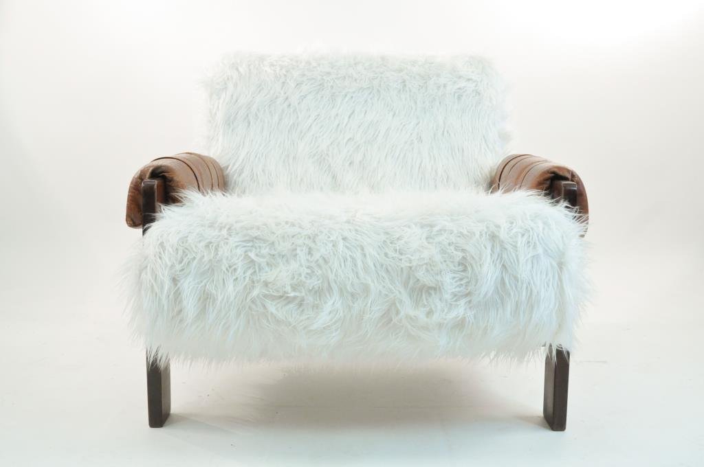 JEAN GILLON BRAZILLIAN CHAIR: Measurements: H 29" x W 33" x D 36" Condition: with original armrests, overall good