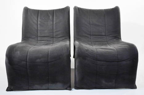 PAIR DANISH KEBE LOUNGE CHAIRS: Original upholstery, attributed to Niels Bendtsen Dimensions: H 26" x W 34" x D 21" Condition: some staining to fabric, structurally sound