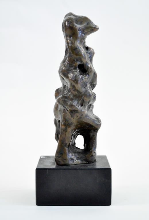 ABBOTT PATTISON (AMERICAN 1916-1999) BRONZE: Modernist abstract freeform sculpture. Signed initial AP. base. Dimensions: H 10 1/2" X W 4" X D 3" Condition: Good Provenance: Arthur and Joe Robinson Collection, Harrison, New York.