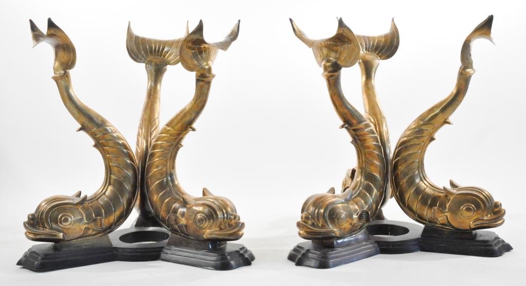 PAIR OF MAITLAND SMITH BRASS KOI FISH TABLE BASES - Mar 23, 2014