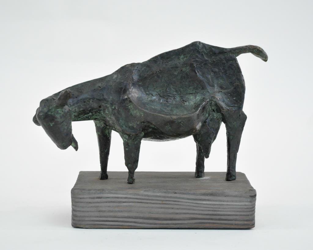PATRICIA PATTISON (AMERICAN 1919-2013): She Goat Bronze, signed P. Pattison on the back of her belly. Dimensions: H 7" X W 9 1/2" X D 3 1/2" Condition: Very good. Provenance: Arthur and Joe Robinson Collection, Harrison, New York.