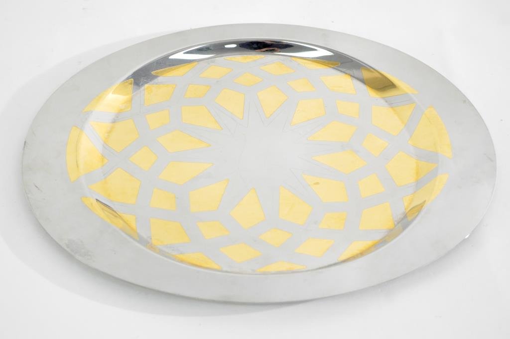 ALESSI SERVING TRAY PLATTER: Signed Officina Alessi Epss Italy Dimensions: H 1/4" W18" D 15" Condition: good, some surface scratching
