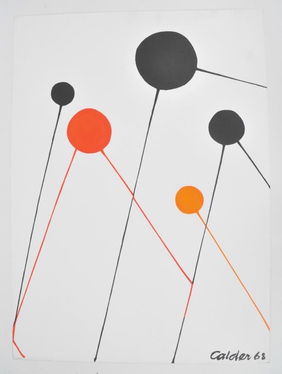 ALEXANDER CALDER (AMERICAN 1898 -1976): Balloons, 1968 Off set lithograph, signed and dated in the plate lower right Dimensions: H 30” x W 22” Condition: some foxing