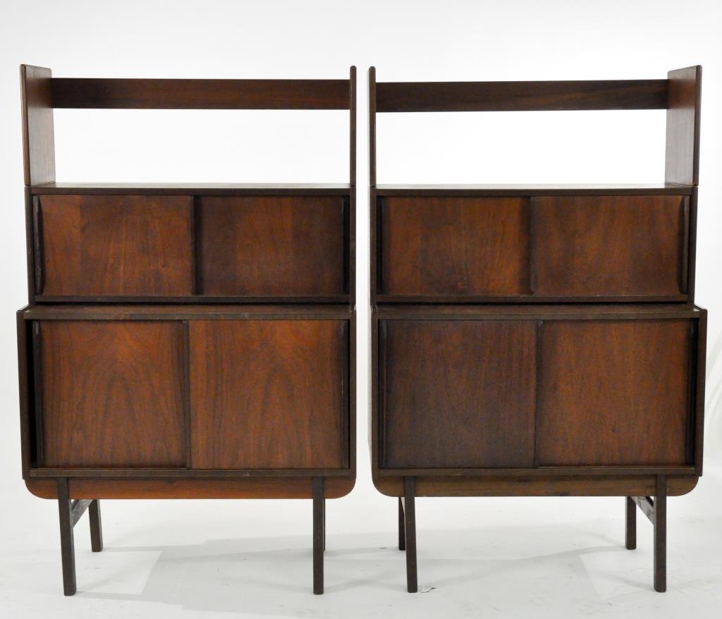 PAIR OF NORWEGIAN MID-CENTURY CABINETS: Alfr. Sand, A/S Mobelfabrikk label to bottom, a pair of cabinets Dimensions: H 50 1/4" x W 31 1/2" x D 16" each Condition: good, some scratches to corners and edges