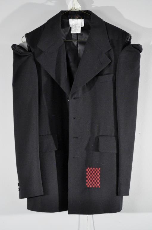 80's COMME DES GARCON BLACK CUTOUT SHOULDER JACKET: Size: S Condition: Very good. Note: All clothing is from the same estate and mostly in very good condition. All clothing sold as is. Please preview the week before the auction or call or email with an