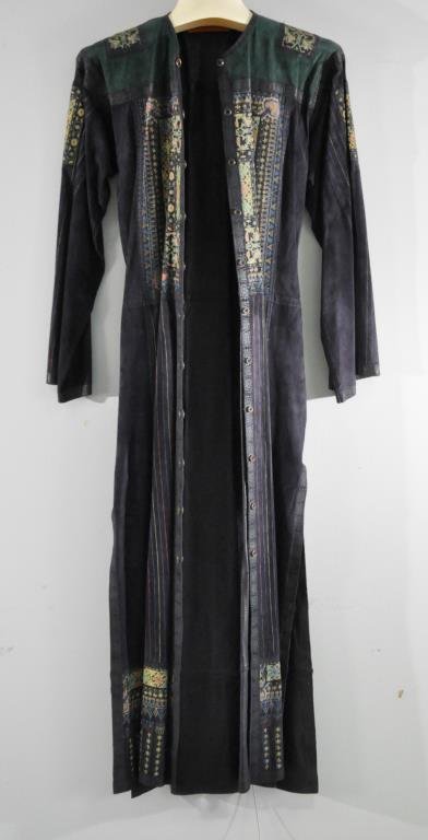 VINTAGE ROBERTO CAVALLI FULL LENGTH LEATHER JACKET: Size: M Condition: Small tear at seam in armpit. Note: All clothing is from the same estate and mostly in very good condition. All clothing sold as is. Please preview the week before the auction or ca