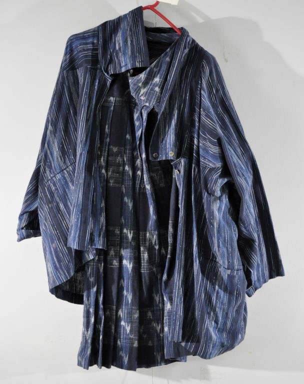 VINTAGE ISSEY MIYAKE BLUE TWO PIECE SUIT: Size: Small Note: All clothing is from the same estate and mostly in very good condition. All clothing sold as is. Please preview the week before the auction or call or email with any questions.