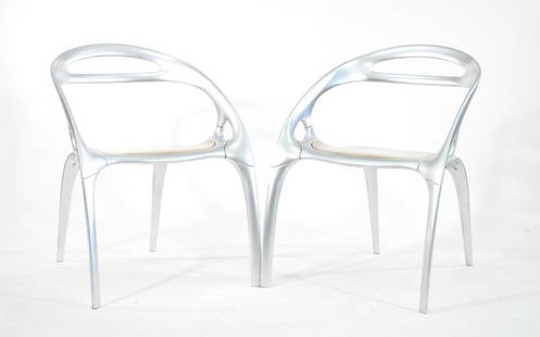 PAIR OF ROSS LOVEGROVE "GO" CHAIRS: The Go chair was designed for Bernhardt Design and was awarded 2001 Best of NeoCon and also included in Time Magazine’s Best of 2001.Dimensions: H 30.5" x W 23" x D 24"Condition: good