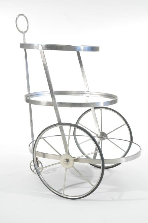 3 TIERED BAR CART: Dimensions: H 38" x W 23" x D 27"Condition: good, bottom and middle tier mirror inserts are poorly cut