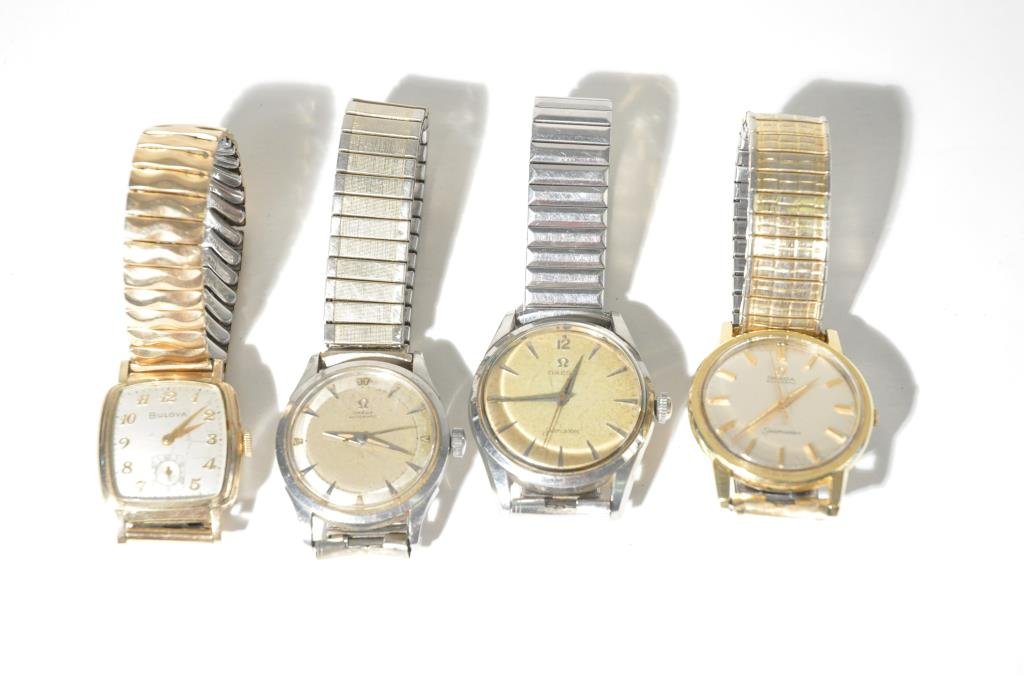 3 OMEGA MENS WATCHES + BULOVA: Including 2 seamasterCondition: one seamaster running, bulova running