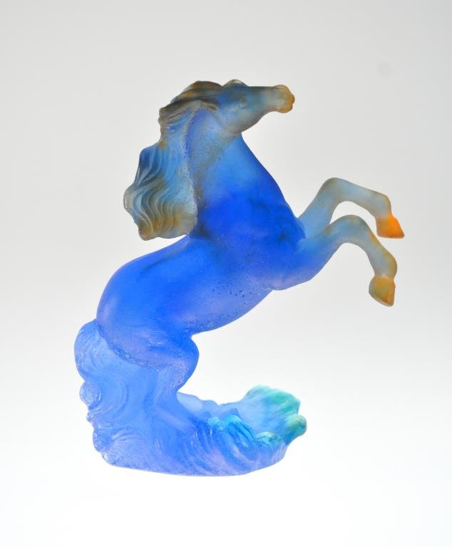 DAUM NANCY ART GLASS HORSE: Marked Daum Nancy to baseDimensions: H 6.5" x W 5.5" x D 2.5"Condition: good, no observed issues