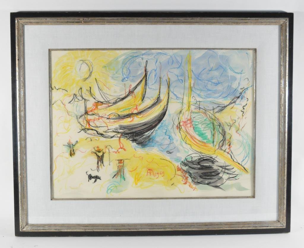 KUSUMA AFFANDI (INDONESIAN, 1907-1990): Pastel and watercolor on paper, monogrammed, dated lower middle, AK1969. Dimension: Frame H 26.6 x W 33" (sight ) H 17.5 x W 24"Condition: good, some chips to the frame.