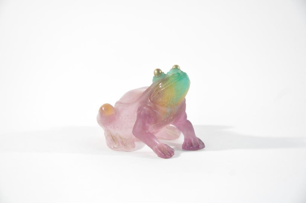 DAUM CRYSTAL PATE DE VERRE FROG: Dimensions: H 2.5" x W 3"Condition: good