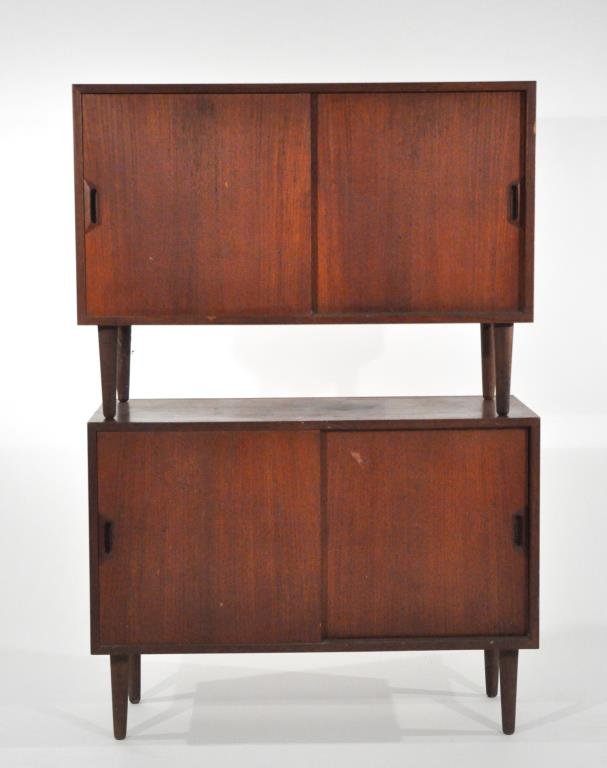 SVEN ELLEKJAER DANISH CABINETS FOR RAYMOR: Dimensions (Each): H 29" x W 39.25" x D 15.75"Condition: overall good, signs of use and staining to tops.