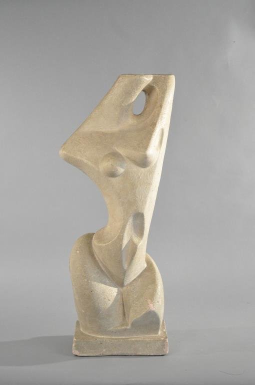 FREDERICK WEINBERG SCULPTURE C 1940: Unsigned in the manner of Weinberg, Nude female form. Dimensions: H 26" X W 11" X D 7"Condition: Chips and loss to paint.