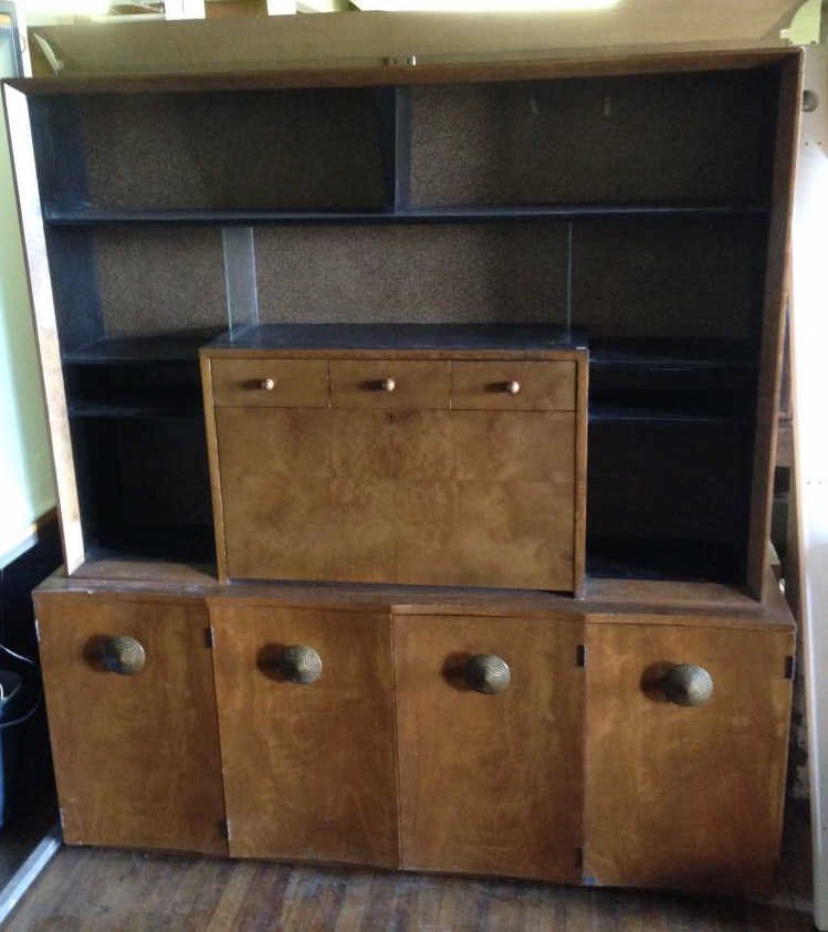 GILBERT ROHDE WALL UNIT CABINET: Dimensions: H 72.25" x W 66" x D 16"Condition: good, loss of veneer scuffs and scratches all overONSITE WAREHOUSE AUCTION, ITEMS MUST BE PICKED UP WITHIN 7 DAYS AFTER THE AUCTION, ALL ITEMS LEFT PAST