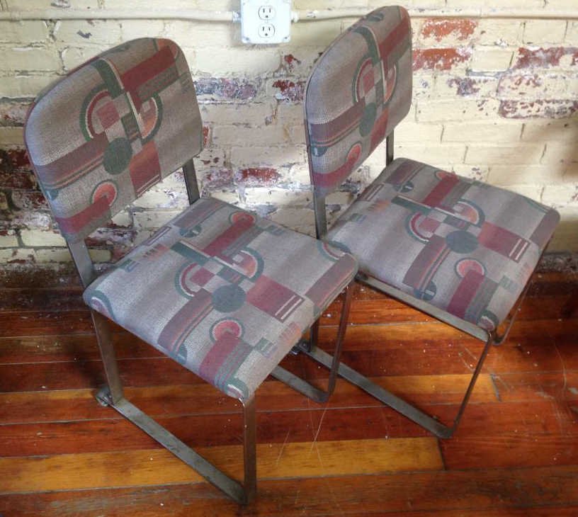 C. 1920S CHAIRS ATTR. TO DONALD DESKEY: Dimensions: H 32" x W 15.5" x D 17"Condition: good, Pitting to chrome upholstery as is has been replaced.ONSITE WAREHOUSE AUCTION, ITEMS MUST BE PICKED UP WITHIN 7 DAYS AFTER THE AUCTION, ALL ITEMS LE