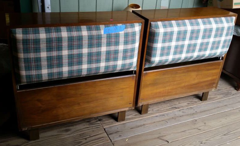 PAIR OF MID-CENTURY TWIN HEADBOARDS: Dimensions: H 40" x W 40.25" x D 14"Condition: as isONSITE WAREHOUSE AUCTION, ITEMS MUST BE PICKED UP WITHIN 7 DAYS AFTER THE AUCTION, ALL ITEMS LEFT PAST THAT DAY WILL BE ABANDONED