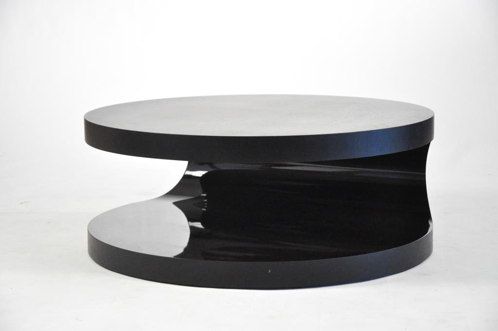 MINOTTI CERNOBBIO COFFEE TABLE: Designed by Gordon Guillaumiercurved oak veneered plywood cylindrical frameDimensions: H 14" X Dia 35"Condition: Very Good