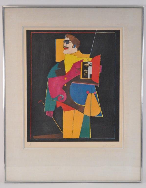 RICHARD LINDNER (GERMAN / AMERICAN 1901-1978): Man and Sunglasses, ca.1970'sColor lithograph, edition 15/250, signed lower right.Dimension: H 37.5 x W 30", Sight H 25.5" x W21"Condition: good, slight brown to the paper