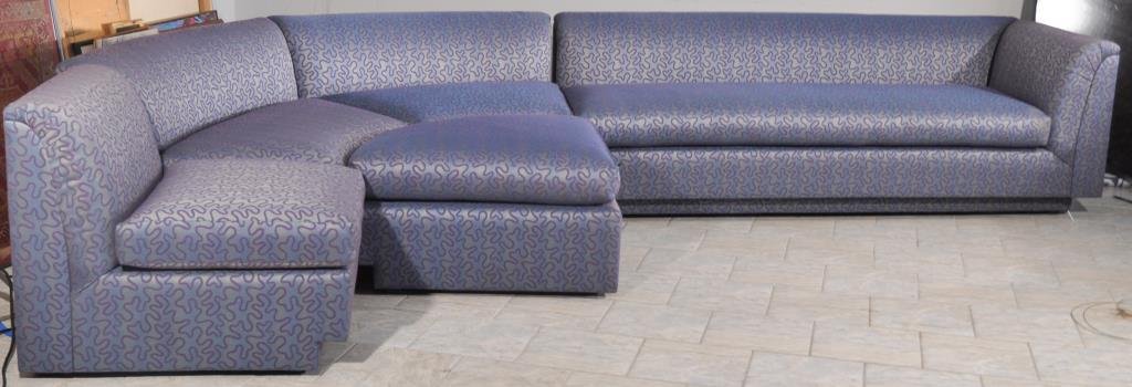 MEMPHIS STYLE PURPLE AND BLUE 80S SECTIONAL: Dimensions: H 16" x W 48" x D 18" large sectionCondition: Good, clean, no rips or tears