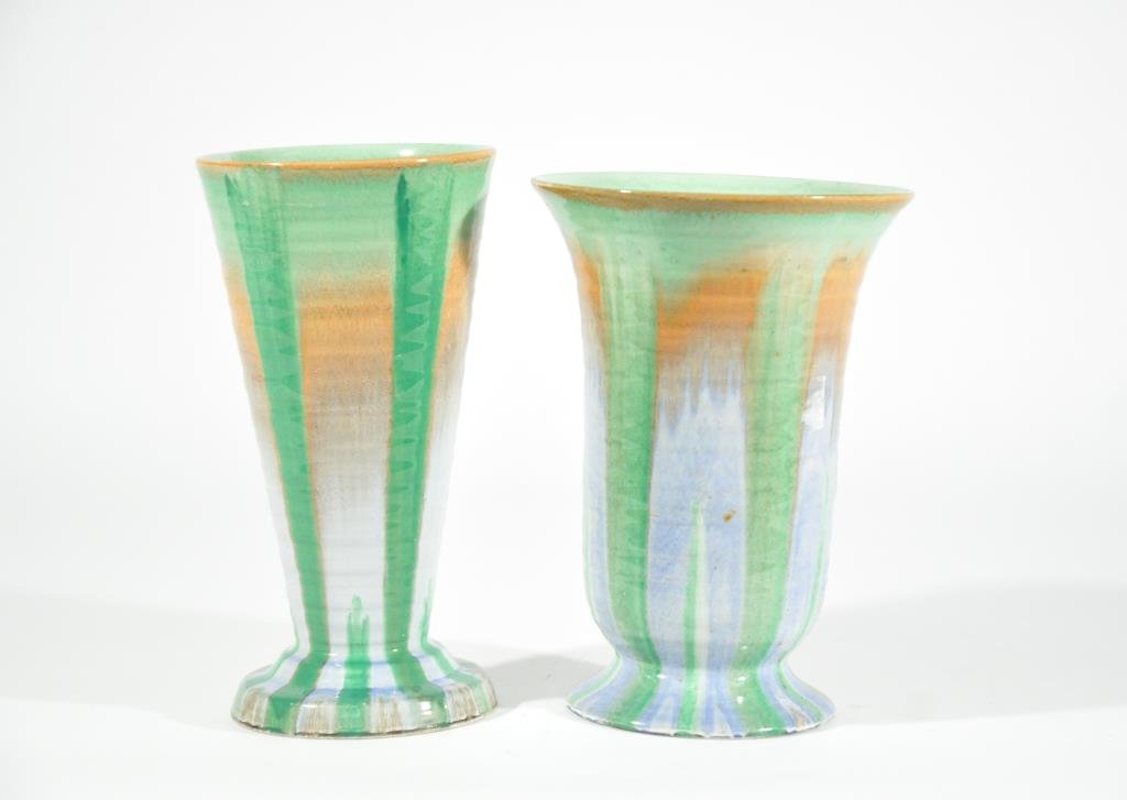 PAIR OF SHELLEY HARMONY DRIPWARE VASES: Dimensions: H 8" x D 4"Condition: Good
