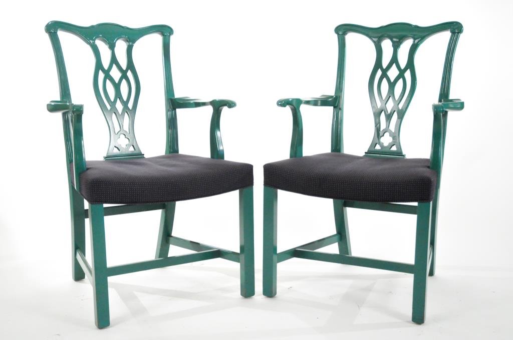 PAIR OF MICHAEL GRAVES POSTMODERN ARMCHAIRS: For Hickory Business Furniture, with Sena Peerson Fabric Dimensions: H 38.5" x W 23" x D 22" Condition: good