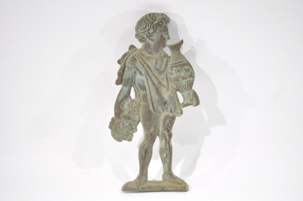 BRONZE WALL APPLIQUE: Dimensions: H 14.5" x W 7" Condition: Good