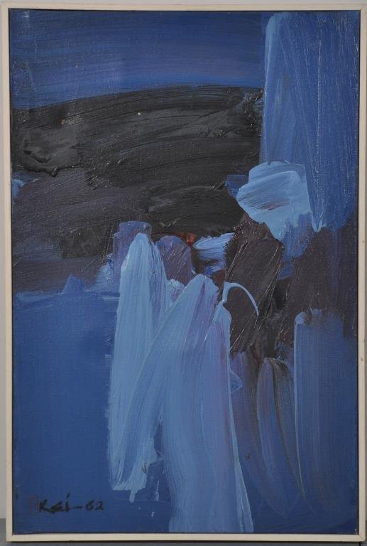PHAI (VIETNAMESE) MID-CENTURY ABSTRACT O/C: Signed and dated lower left.Dimensions: H 23" x W 15.25"Condition: Good