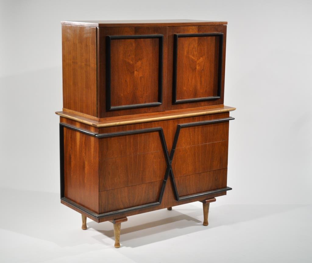 AMERICAN OF MARTINSVILLE MID-CENTURY CABINET: Dimensions: H 53" x W 42" x D 19.5"Condition: Good