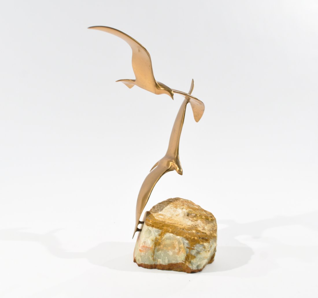 MID-CENTURY CURTIS JERE BIRDS SCULPTURE: Signed C. Jere 1974Dimensions: H 21" x W 16"Condition: Good