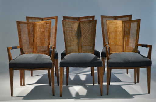 6 Michael Taylor Baker Cane Back Dining Chairs 6 Michael Taylor Baker Cane Back Dining Chairs
