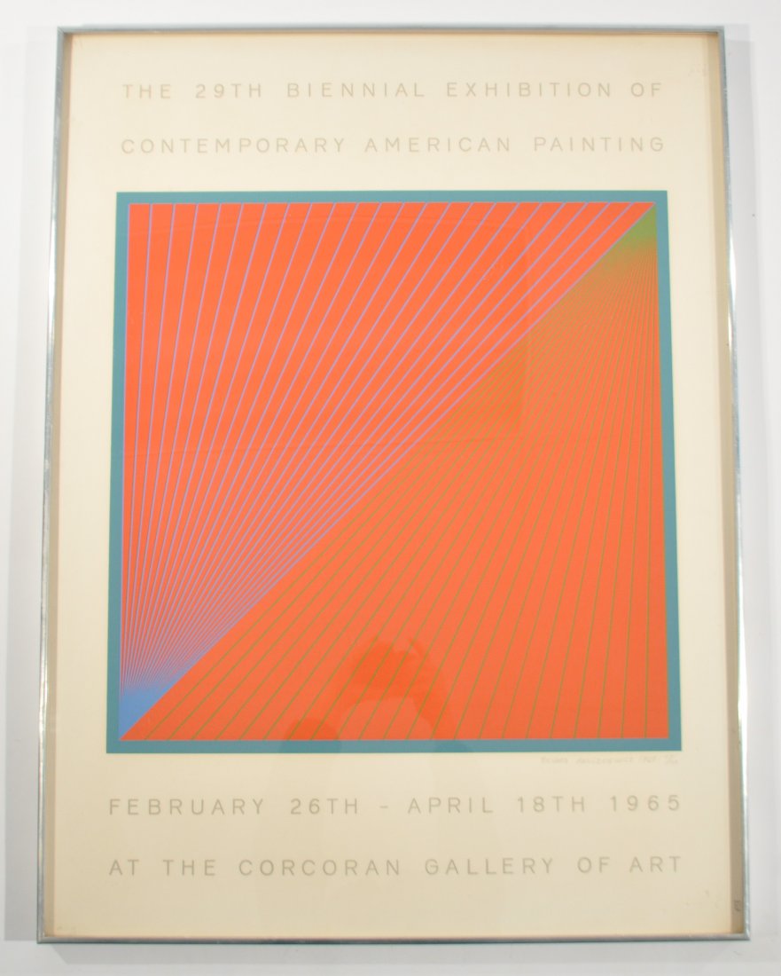 RICHARD ANUSKIEWICZ SIGNED PRINT: For the 29th Biennial Exhibition of Contemporary American Painting Pencil signed lower right, circa 1964, edition 47/100 Dimensions: H 39.5" x W 29.5" Condition: good, some creasing in top right corne